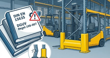 Protección antiimpactos para estanterías en almacén industrial según normativa