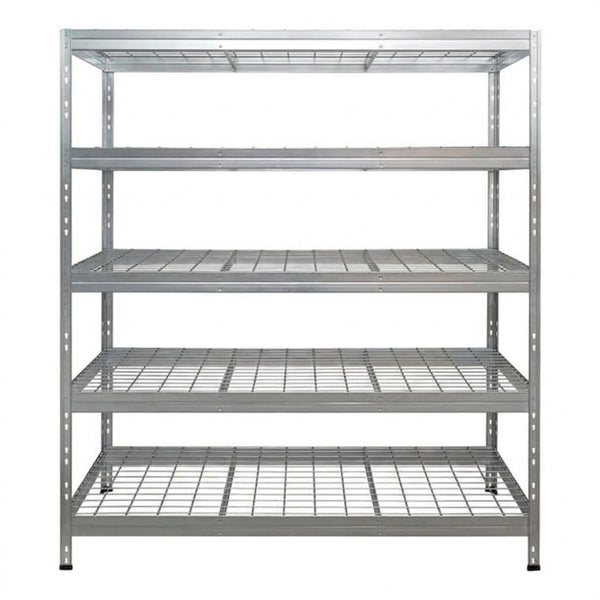 Schwerlastregal BULLRACK RIVET PRO 200x120x45 Stahlgitterboden 5 Ebenen Verzinkt