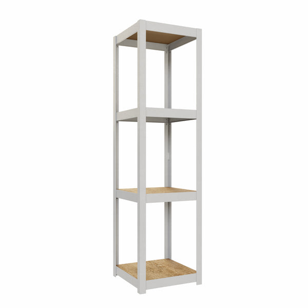 Seitenansicht eines Metallregals STYLE 40x40 mit vier Ebenen