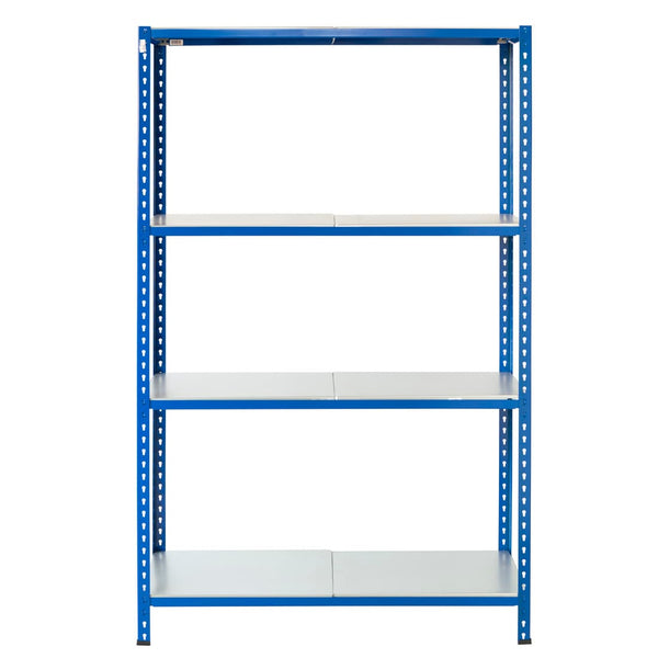Boltless Metallregal L 120 mit 4 Ebenen, Frontansicht