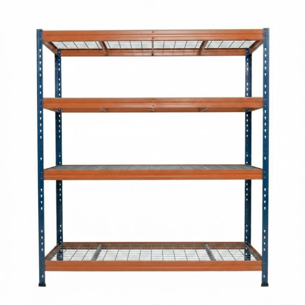 Bullrack 120 Regal mit 4 Ebenen und Maschengitter in Orangefarbe