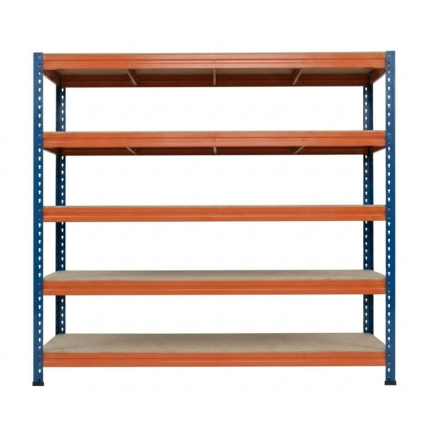 Bullrack Rivet Pro DTD 200 5L Metallregal in Blau und Orange Frontansicht