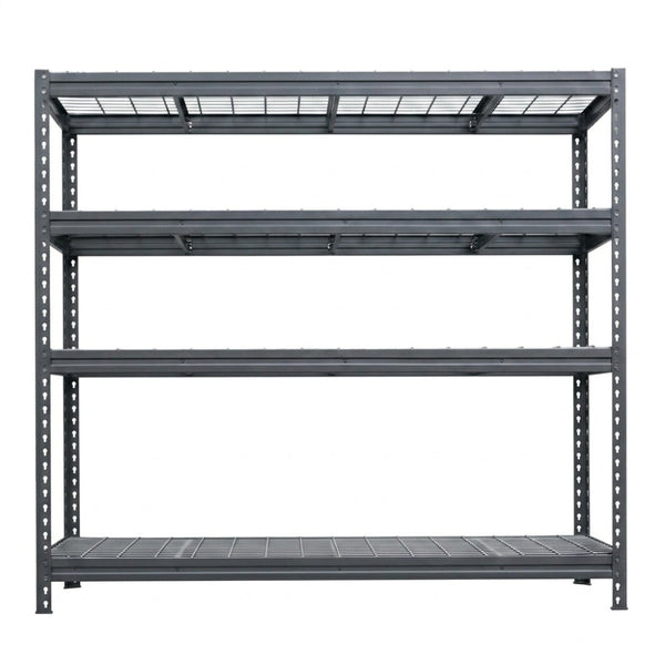 Graues BullRackRivet Drahtregal 180x180x60 mit 3 Verstrebungen und 4 Ebenen