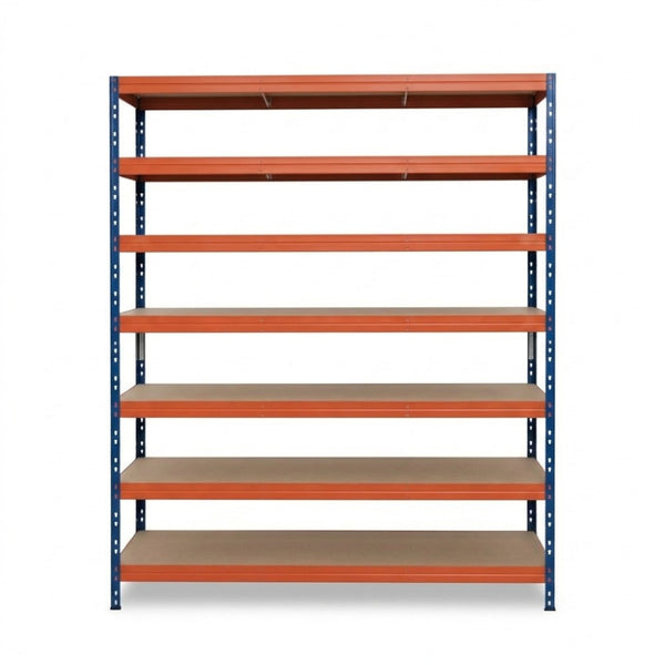 Blau-orange Metallregal Rivet DTD 252x150x60 cm mit 7 Ebenen