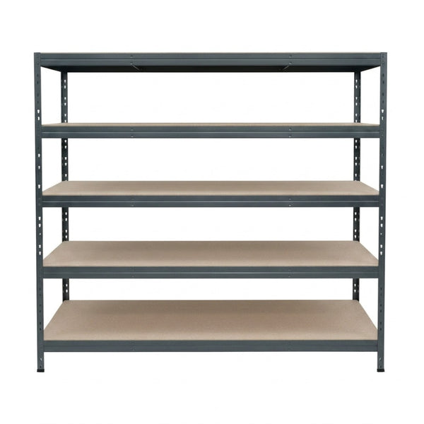 Graues Metallregal Rivet DTD 252x180x45 cm mit 5 Ebenen