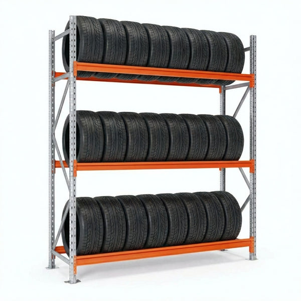 Langspan Reifenregal 185 cm mit 3 Ebenen aus Metall