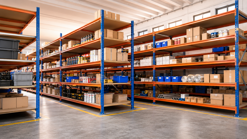 Estanterías industriales longspan organizadas en almacén