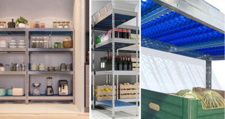 Soluciones de almacenaje para hostelería con estanterías higiénicas y ordenadas