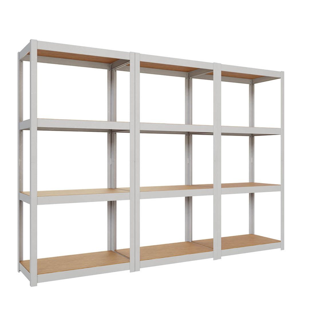 Seitliche Ansicht Metallregal 70x70x70 mit 4N 150 für vielseitige Lagerung
