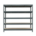 Antracitový kovový regál BULLRACK RIVET 200x120 cm s piatimi úrovňami políc