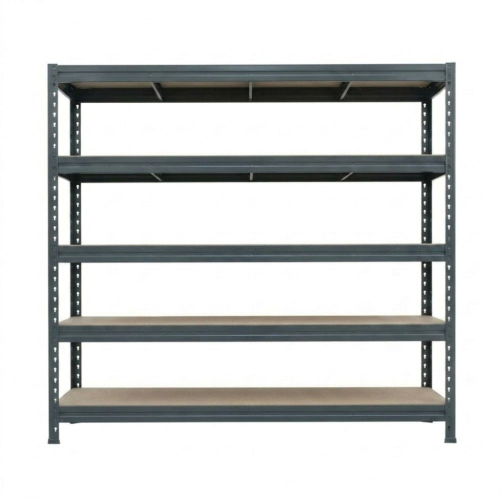Anthrazitfarbenes BULLRACK RIVET Metallregal 200x120 cm, 5 Ebenen
