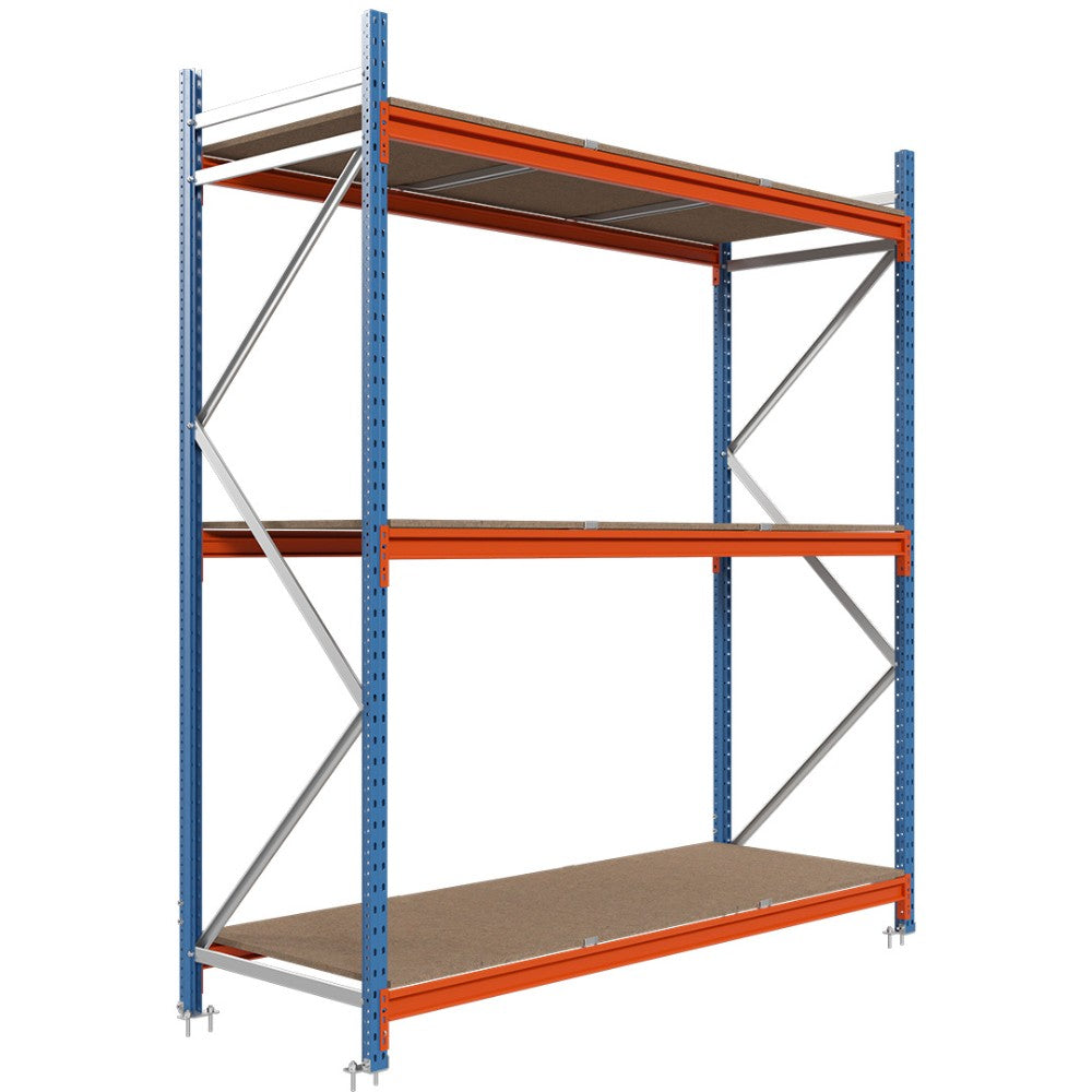 Estantería picking con tablero aglomerado 200x150x80cm 3 niveles Azul-naranja