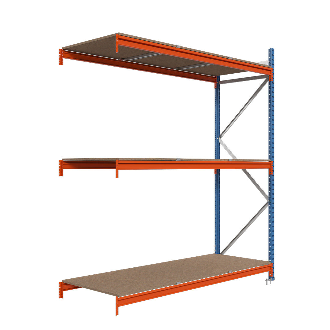 Módulo adicional para estantería picking con tablero aglomerado 200x225x80cm 3 niveles Azul-naranja