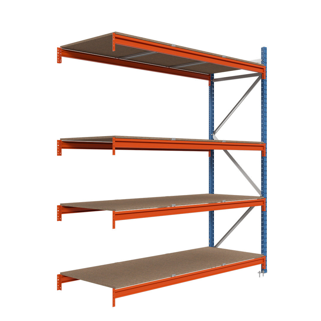 Módulo adicional para estantería picking con tablero aglomerado 200x225x60cm 4 niveles Azul-naranja