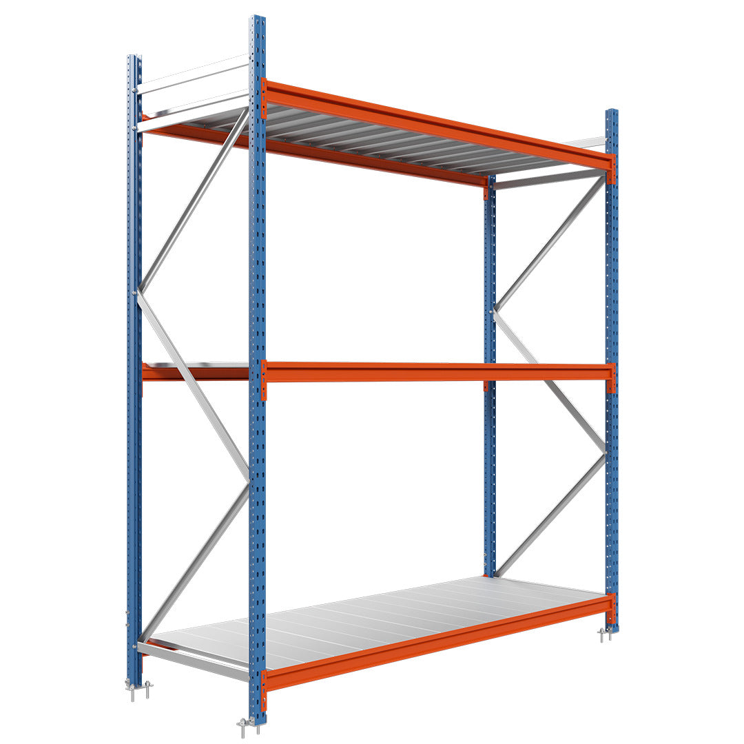 Estantería picking con estantes metálicos 200x185x80cm 3 niveles Azul-naranja
