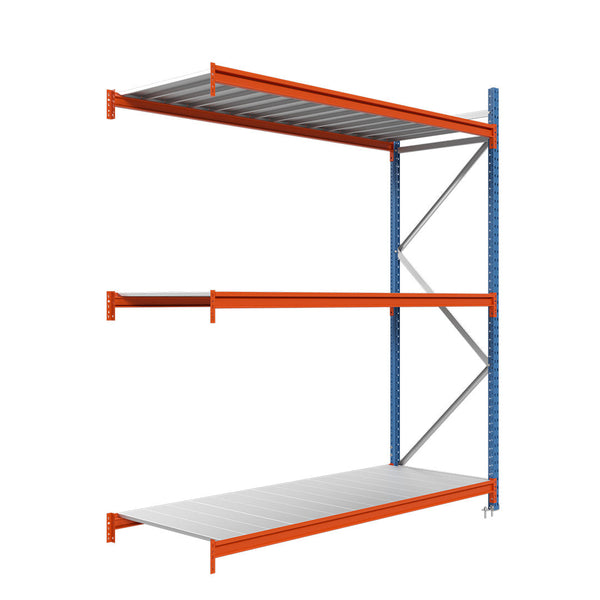 Módulo adicional para estantería picking con estantes metálicos 200x225x80cm 3 niveles Azul-naranja