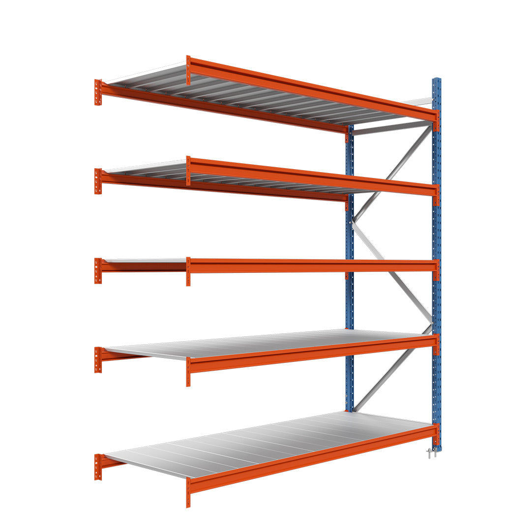 Módulo adicional para estantería picking con estantes metálicos 200x150x80cm 5 niveles Azul-naranja