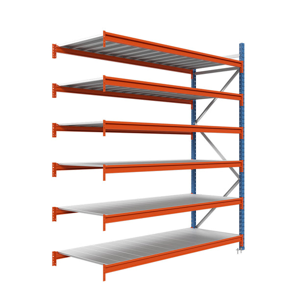 Módulo adicional para estantería picking con estantes metálicos 200x240x100cm 6 niveles Azul-naranja