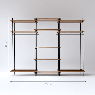 Größenübersicht des DecoSeries Metallregals mit 2 Kleiderschränken und 1 Standard L