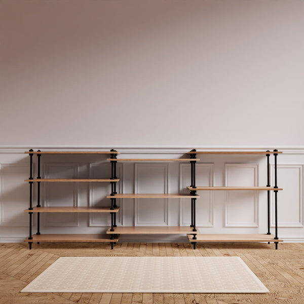 Metalowy regał DecoSeries z 3 niskimi półkami Standard L, proste przedstawienie