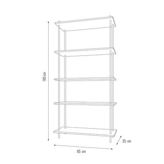 Rysunek techniczny metalowej półki StandardL z serii DecoSeries z wymiarami i szczegółami