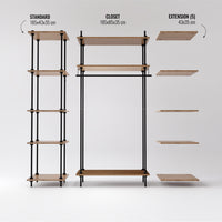Sistema de estanterias wandergal 185x43x35cm con deco de armario 185x151x35cm