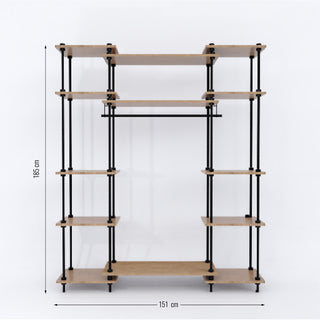 Größenübersicht Metallkleiderschrank DecoSeries mit zwei StandardS Regalen