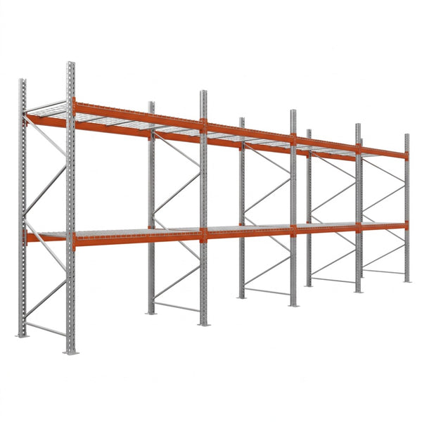 Metallregal mit 2 Ebenen und 4 Modulen mit Drahtgitter für vielseitige Lagerung