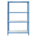 Boltless Metallregal L 120 mit 4 Ebenen, Frontansicht