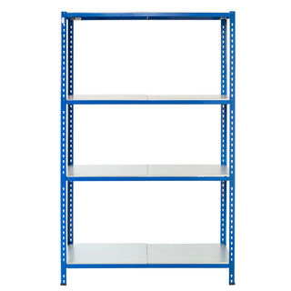 Boltless Metallregal L 120 mit 4 Ebenen, Frontansicht