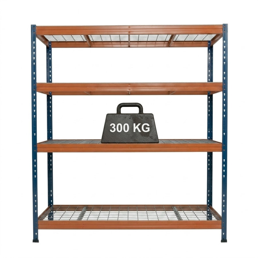 Regál na vysoké zaťaženie do 300 kg/polica BULLRACK RIVET PRO oceľ rošt