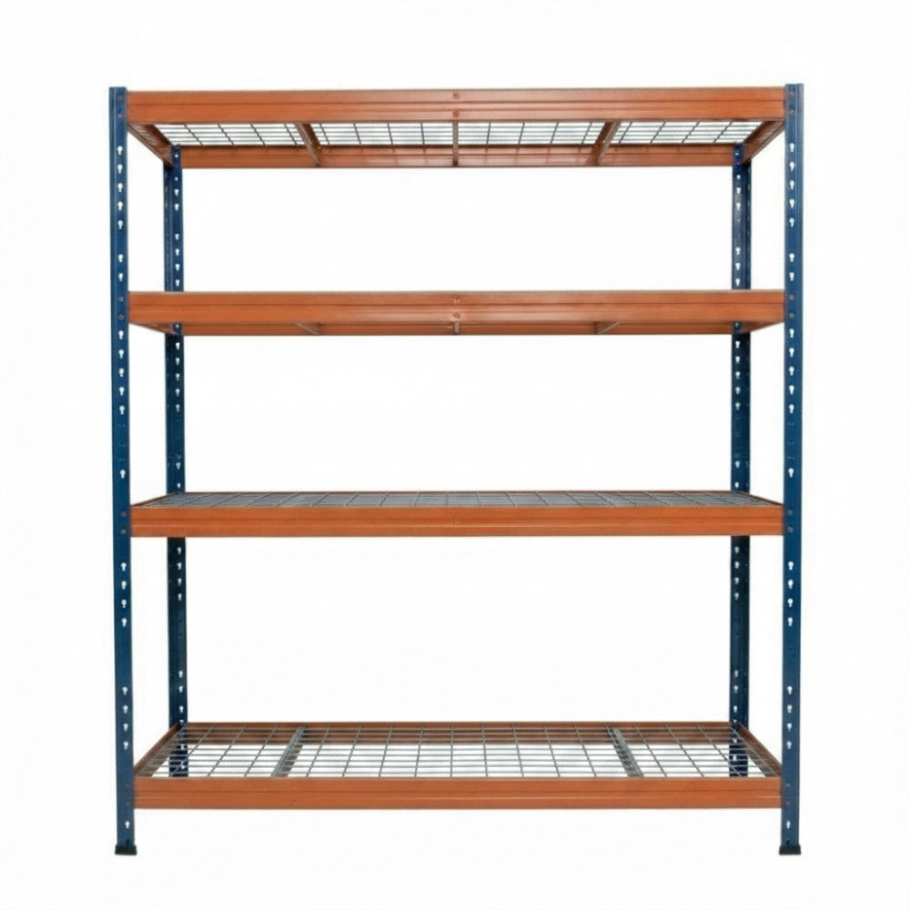 Bullrack 120 Regal mit 4 Ebenen und Maschengitter in Orangefarbe
