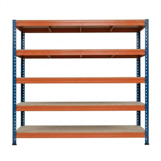 Bullrack Rivet Pro DTD 200 5L Metallregal in Blau und Orange Frontansicht