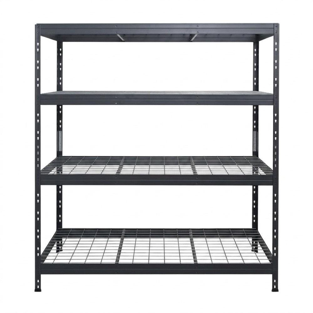 Kovový regál BULLRACK RIVET PRO 200x150x60 ocelová mřížka 4 úrovně antracitová šedá