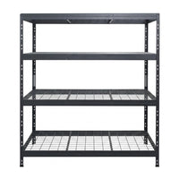 Kovový regál BULLRACK RIVET PRO 200x150x60 ocelová mřížka 4 úrovně antracitová šedá