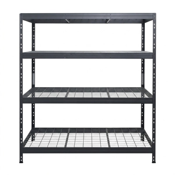 Kovové regály BULLRACK RIVET PRO 200x150x60 oceľová mriežka 4 úrovne antracitová sivá