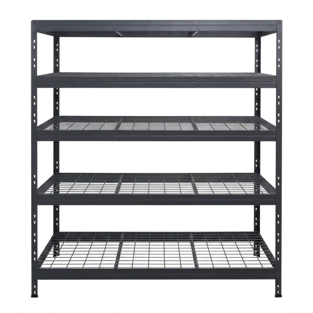 Schwerlastregal BULLRACK RIVET PRO 200x200x45 Stahlgitterboden 5 Ebenen Anthrazitgrau
