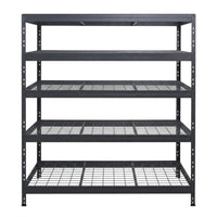 Schwerlastregal BULLRACK RIVET PRO 200x200x45 Stahlgitterboden 5 Ebenen Anthrazitgrau
