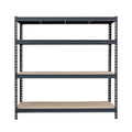 Schwerlastregal BULLRACK RIVET PRO 200x200x60 Spanplatte 4 Ebenen Anthrazitgrau
