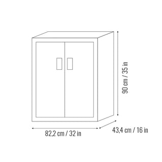 Technische Zeichnung Metallschrank 90x82x43 cm