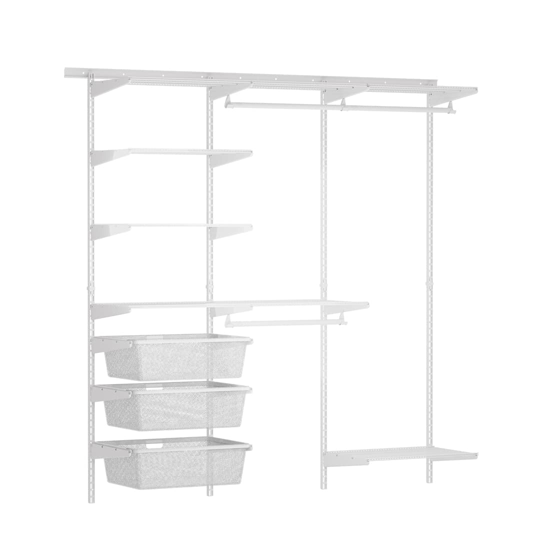 Offenes Schrank­system 200x180x40cm, weiß, mit Wandleisten