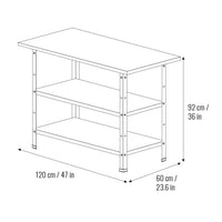 Banco de trabajo compacto de 120x92x60cm con balda de algomerado