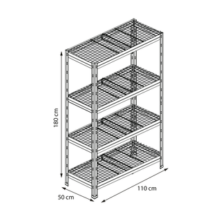 Rysunek techniczny regału HORECA 110x50 cm z wymiarami