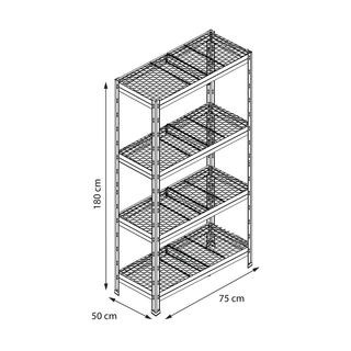 Technische Zeichnung HORECA Regal 75x50 cm mit Maßen