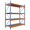 Longspan Metallregal mit DTD-Platten, 4 Ebenen, 3 Module, robuste Lagerlösung
