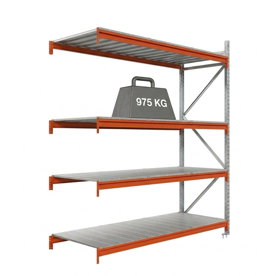 Nagy fesztávú polc fém polclapokkal kiegészítő modul