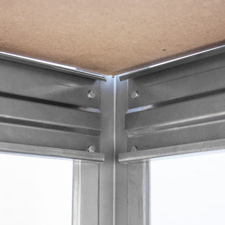 Detailaufnahme verzinktes BullRackRivet HDF Metallregal mit verstärkten Verbindungen