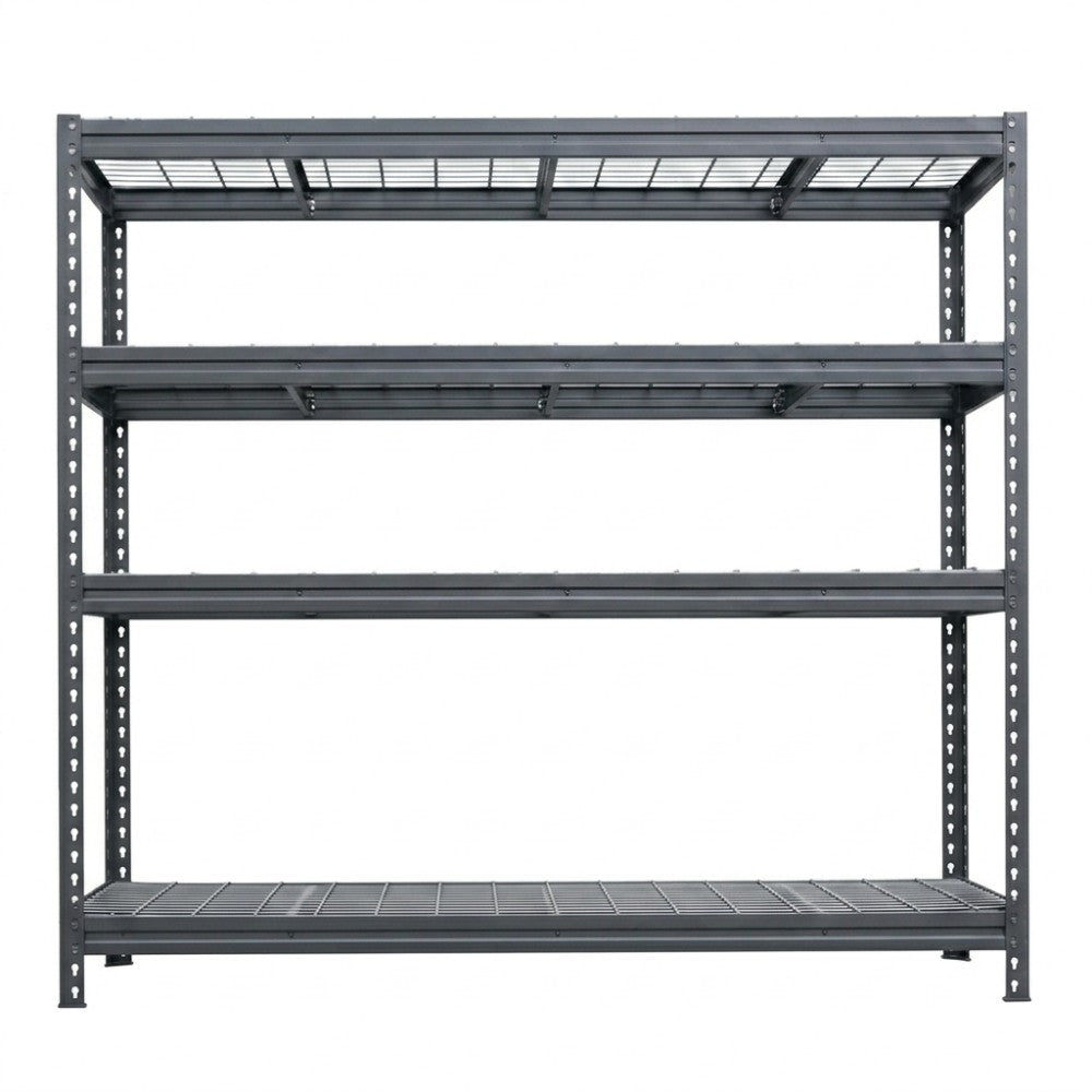 Graues BullRackRivet Drahtregal 180x180x60 mit 3 Verstrebungen und 4 Ebenen