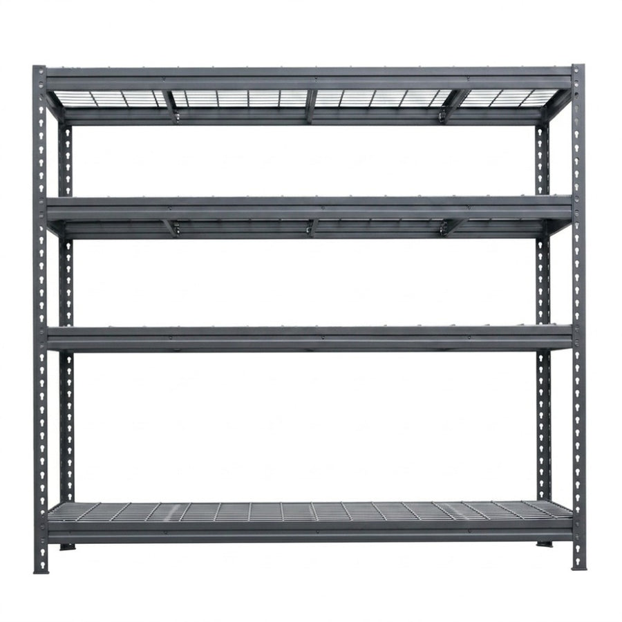 Graues BullRackRivet Drahtregal 180x180x60 mit 3 Verstrebungen und 4 Ebenen
