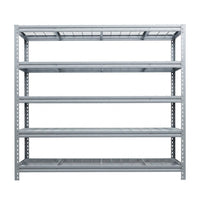 Vorderansicht verzinktes BullRackRivet Drahtregal 180x180x60 mit 3 Verstrebungen und 5 Ebenen